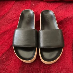 Vince Gavin Black Cork Sandals